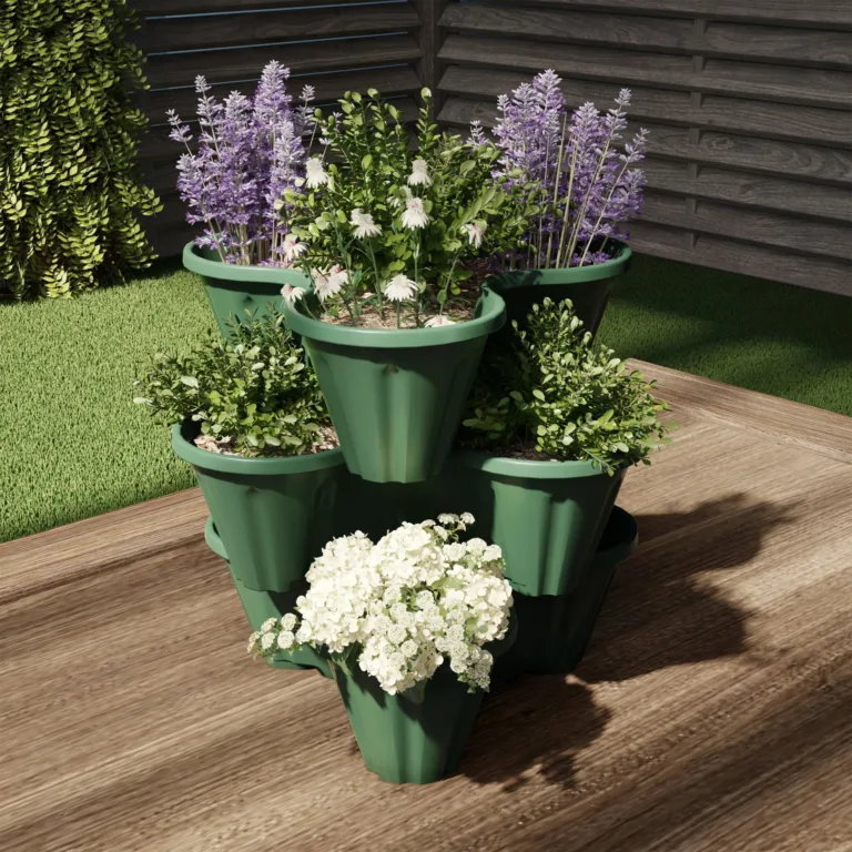 3 Tier Tower/Stackable Planter Black