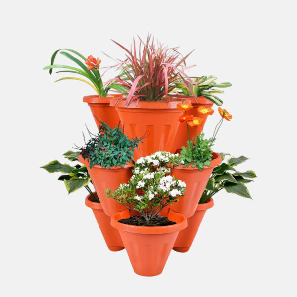 3 Tier Tower/Stackable Planter Brown