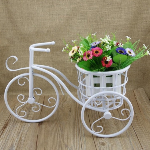 Bicycle Shape White Small Pot Stand