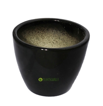 Ceramic Pot Round 3inch Black (Pack of 3)