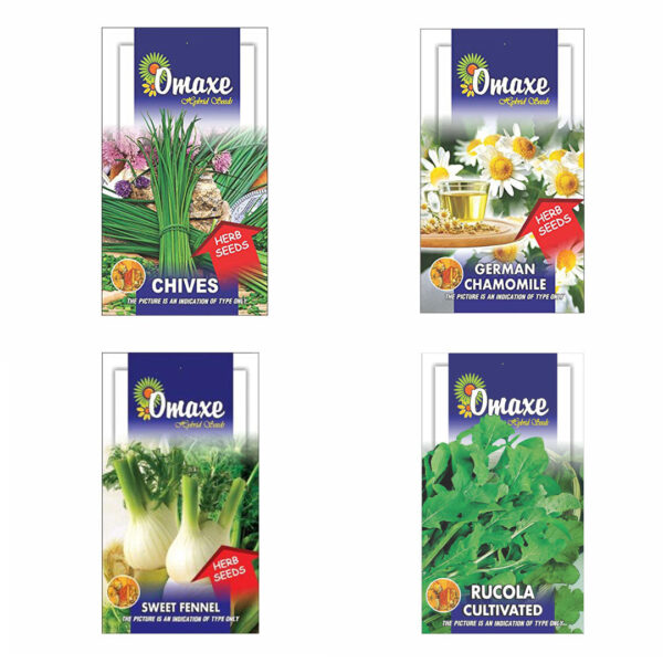Herb Seeds Pack of 4(Chives, Chamomile, Sweet Fennel, Rucola Leaves) - omaxe seeds
